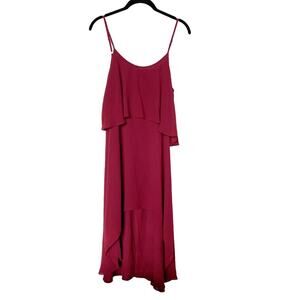Pinkyotto Burgundy Sheer High Lo Dress Size Medium